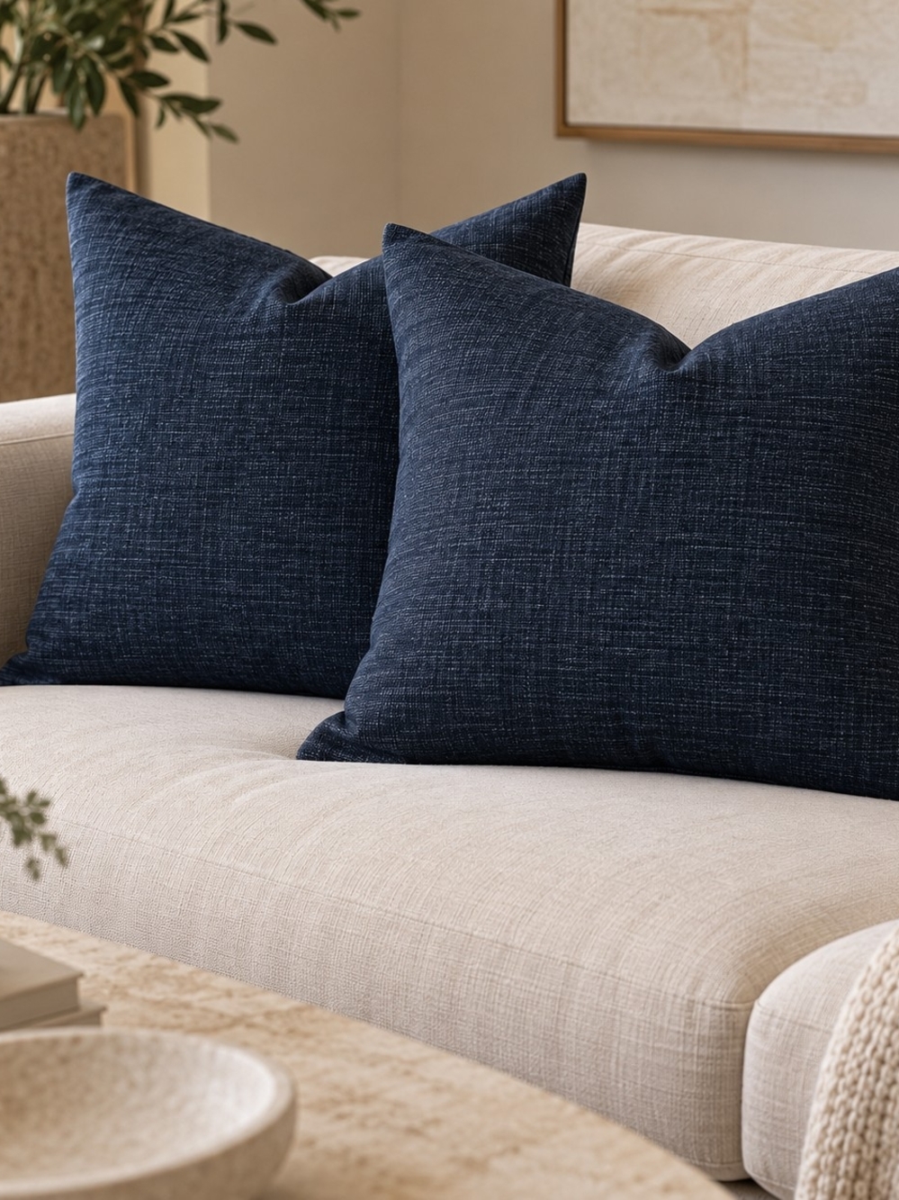 RH Restoration Hardware Navy 20x20 Pillow Covers Set of 2 NEW